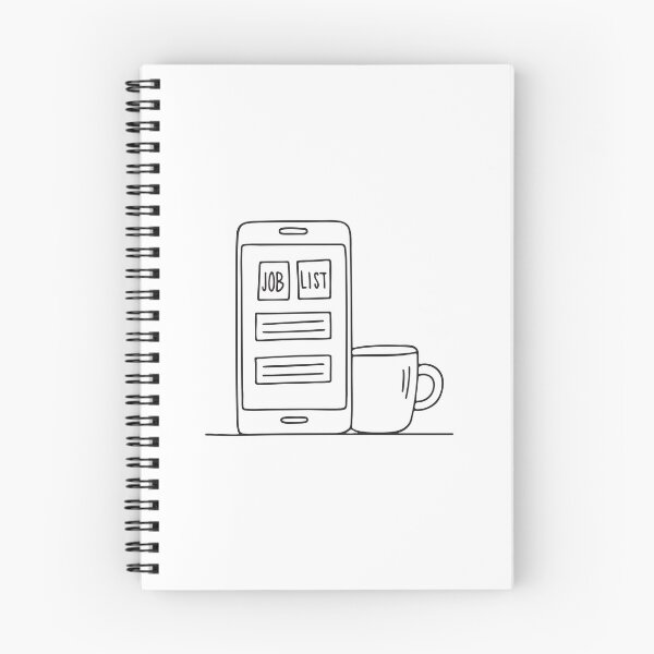 Item preview, A job search screen open on a phone near a coffee cup designed and sold by rasagamastore.
