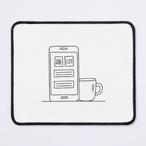 Item preview, A job search screen open on a phone near a coffee cup designed and sold by rasagamastore.