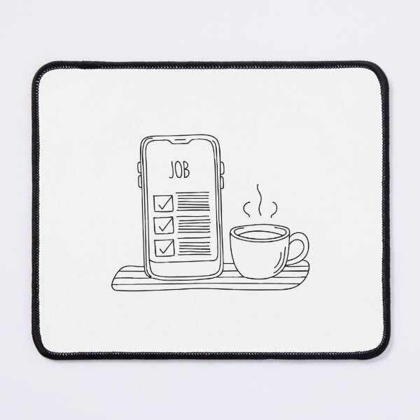Item preview, A phone with job listings open placed next to a coffee mug designed and sold by rasagamastore.