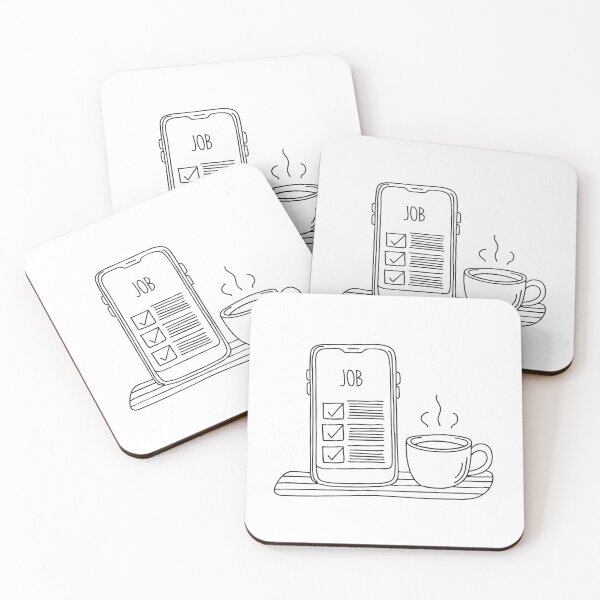 Item preview, A phone with job listings open placed next to a coffee mug designed and sold by rasagamastore.