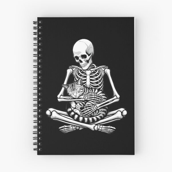 Item preview, Skeleton Sitting Cross-Legged Holding Sleeping Cat designed and sold by Linework Studio.