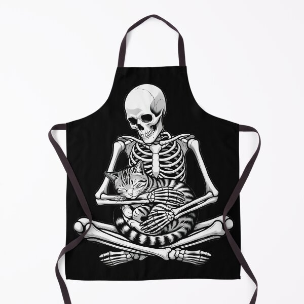 Item preview, Skeleton Sitting Cross-Legged Holding Sleeping Cat designed and sold by Linework Studio.