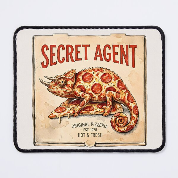 Item preview, Secret Agent - Funny Pizza Chameleon Watercolor Art designed and sold by SoulPT.