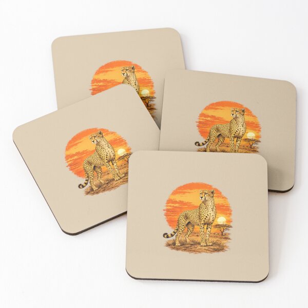 Item preview, Cheetah in the Wild – Vintage African Sunset Illustration designed and sold by annenambiro.