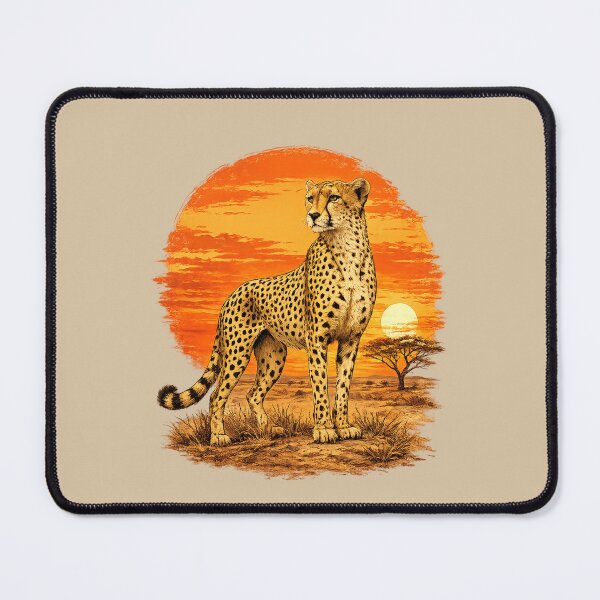 Item preview, Cheetah in the Wild – Vintage African Sunset Illustration designed and sold by annenambiro.