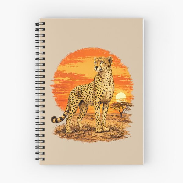 Item preview, Cheetah in the Wild – Vintage African Sunset Illustration designed and sold by annenambiro.