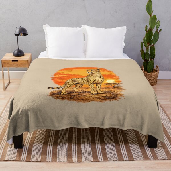 Item preview, Cheetah in the Wild – Vintage African Sunset Illustration designed and sold by annenambiro.
