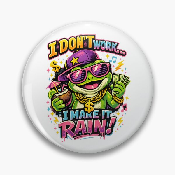 Item preview, I Don’t Work… I Make It Rain! Funny Rich Frog Retro Neon T-Shirt Design designed and sold by mackartist.