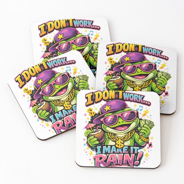 Item preview, I Don’t Work… I Make It Rain! Funny Rich Frog Retro Neon T-Shirt Design designed and sold by mackartist.