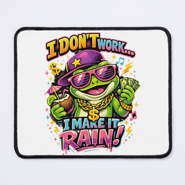 Item preview, I Don’t Work… I Make It Rain! Funny Rich Frog Retro Neon T-Shirt Design designed and sold by mackartist.