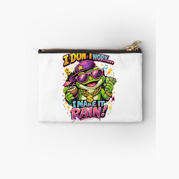 Item preview, I Don’t Work… I Make It Rain! Funny Rich Frog Retro Neon T-Shirt Design designed and sold by mackartist.