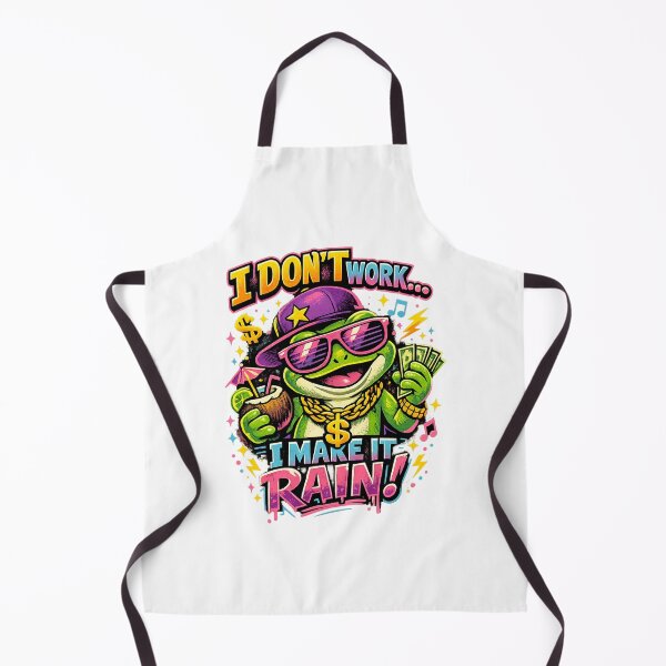 Item preview, I Don’t Work… I Make It Rain! Funny Rich Frog Retro Neon T-Shirt Design designed and sold by mackartist.