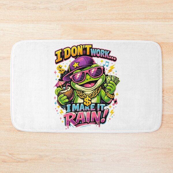 Item preview, I Don’t Work… I Make It Rain! Funny Rich Frog Retro Neon T-Shirt Design designed and sold by mackartist.