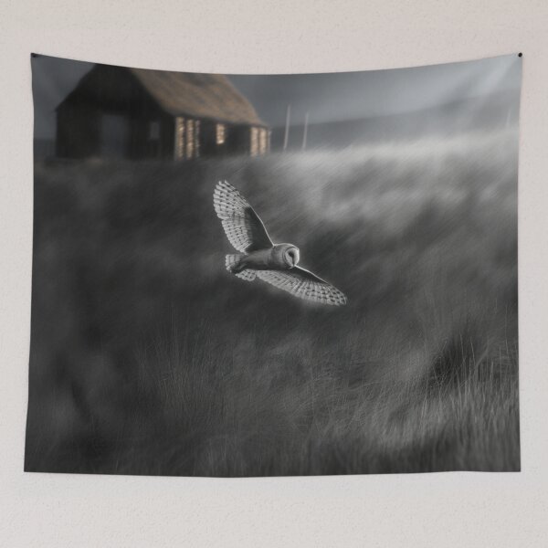 Item preview, A Barn Owl sweeping across open farmland, Birds in Motion designed and sold by CDC40.