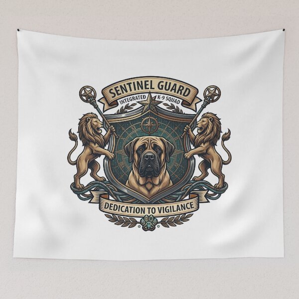 Item preview, Escudo K-9 de la Guardia Centinela | Escudo Heráldico Real del Mastín Inglés designed and sold by vividthreads99.