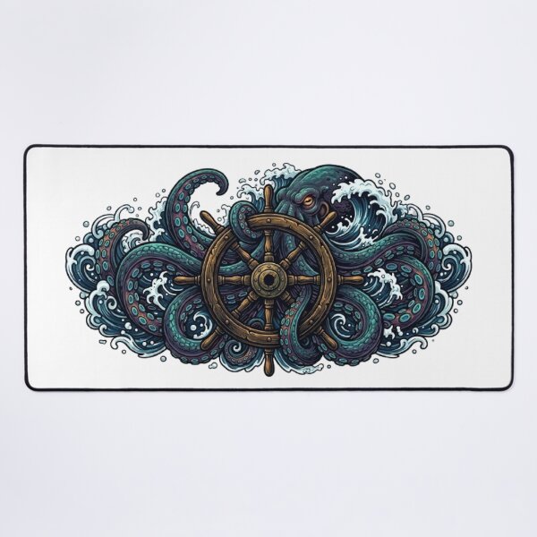 Item preview, Kraken Ship Wheel T-Shirt | Nautical Octopus Art | Ocean Monster Vector Design designed and sold by Faisal Shah.