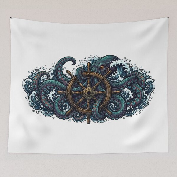 Item preview, Kraken Ship Wheel T-Shirt | Nautical Octopus  Art | Ocean Monster Vector Design designed and sold by Faisal  Shah.