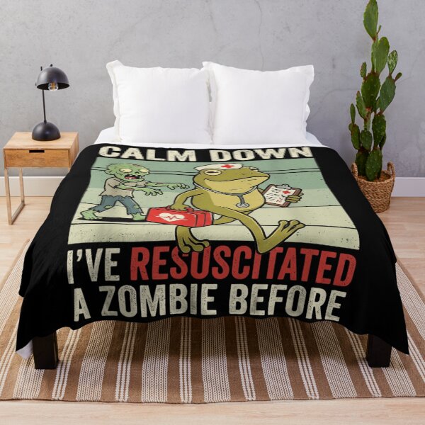 Item preview, Calm Down I Have Resuscitated A Zombie Before Funny Frog Nurse designed and sold by ObukiLantara.