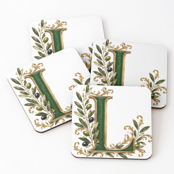 Item preview, Elegant Letter L Monogram with Olive Branches & Gold Botanical Design | Luxury Green Floral Initial designed and sold by MoodLay.