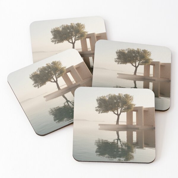 Item preview, Floating Sanctuary | Luxury Mediterranean Reflection Wall Art | Minimalist Olive Tree Architecture Print designed and sold by VeloraNature.