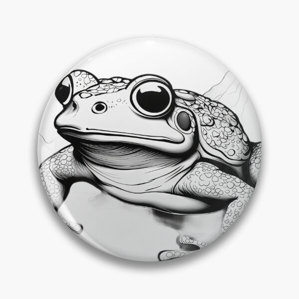 Item preview, Twilight Toad – Detailed Black and White Amphibian Line Art Illustration designed and sold by Artisan Finds Online.