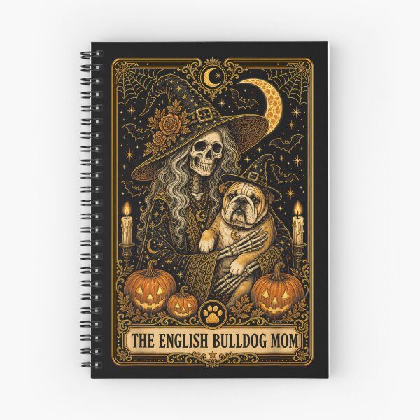 Item preview, Vintage The English Bulldog Mom Witch Tarot Card Halloween Skeleton Art designed and sold by PhocoNibict.