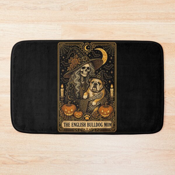 Item preview, Vintage The English Bulldog Mom Witch Tarot Card Halloween Skeleton Art designed and sold by PhocoNibict.