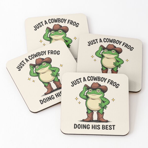 Item preview, Just a Cowboy Frog Doing His Best  Funny Western Frog T‑Shirt & Sticker designed and sold by ZyxDes.