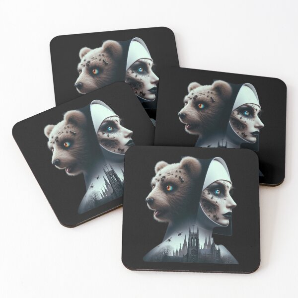 Item preview, Creepy Gothic Nun and Teddy Bear with Cathedral Art designed and sold by LujziWorld.