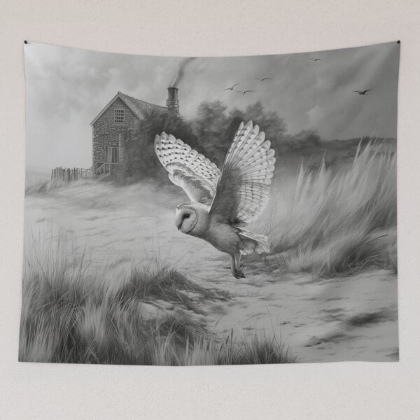 Item preview, A Barn Owl sweeping across open farmland, Birds in Motion designed and sold by CDC40.