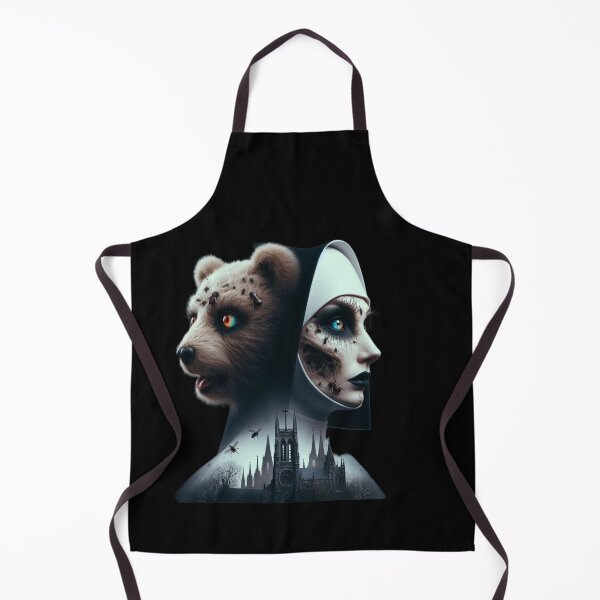 Item preview, Creepy Gothic Nun and Teddy Bear with Cathedral Art designed and sold by LujziWorld.