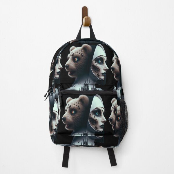 Item preview, Creepy Gothic Nun and Teddy Bear with Cathedral Art designed and sold by LujziWorld.