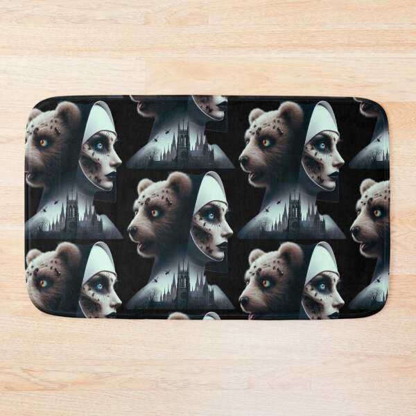 Item preview, Creepy Gothic Nun and Teddy Bear with Cathedral Art designed and sold by LujziWorld.