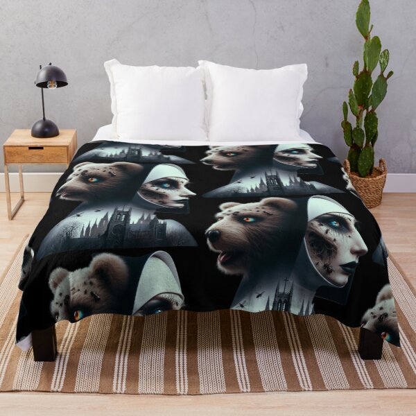 Item preview, Creepy Gothic Nun and Teddy Bear with Cathedral Art designed and sold by LujziWorld.