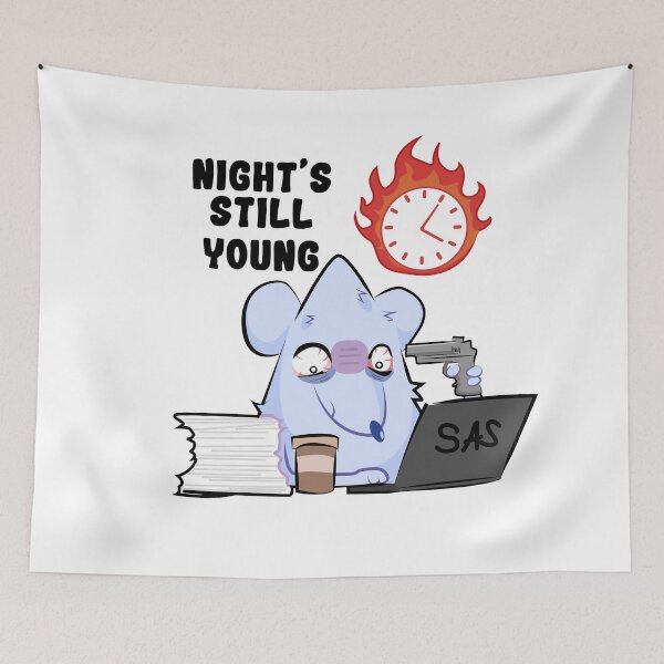 Item preview, Night's Still Young | Funny Coding Mouse designed and sold by Creatory.studio.
