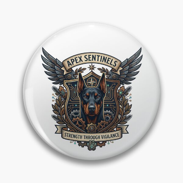 Item preview, Apex Sentinels Doberman Pinscher Crest – Strength Through Vigilance Tactical Badge designed and sold by vividthreads99.