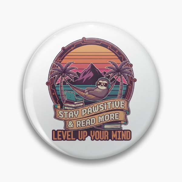 Item preview, Stay Pawsitive & Read More Sloth Reading Book Lover Retro Design designed and sold by PT PROJECT.