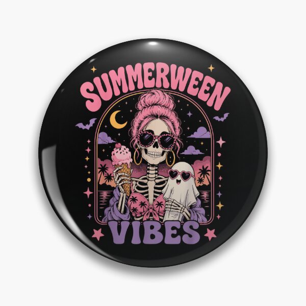 Item preview, Vintage Retro Pink Summerween Vibes Skeleton Eating Ice Cream With Ghost designed and sold by PhocoNibict.