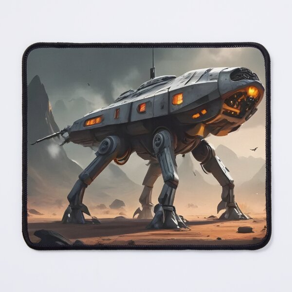 Item preview, Futuristic Walking Robot Tank in Desert | Sci-Fi Mech Warrior Art designed and sold by Bhaskar Digital Art.