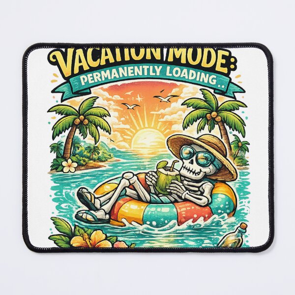 Item preview, Vacation Mode: Permanently Loading Funny Skeleton Beach Summer T-Shirt designed and sold by Rx Graphic Studio.