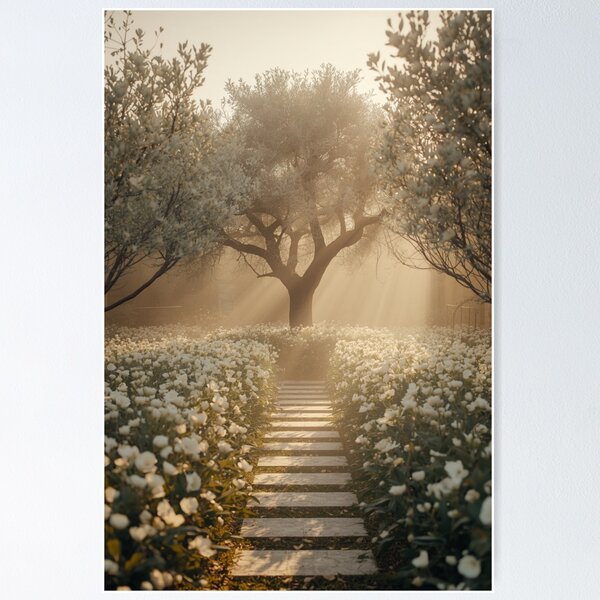 Item preview, The Path to Quiet | Luxury Healing Garden Wall Art designed and sold by VeloraNature.