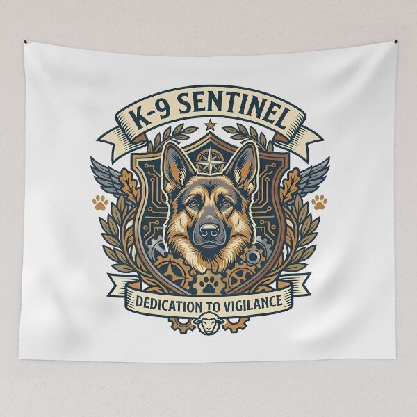 Item preview, Escudo del Pastor Alemán K-9 Sentinel – Insignia Táctica de Dedicación a la Vigilancia designed and sold by vividthreads99.