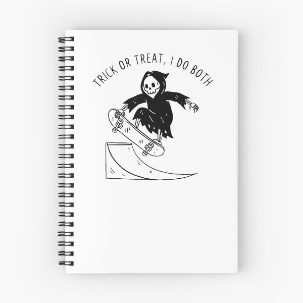 Item preview, Trick or Treat I Do Both Funny Halloween Grim Reaper Skater designed and sold by Yellowriversss.
