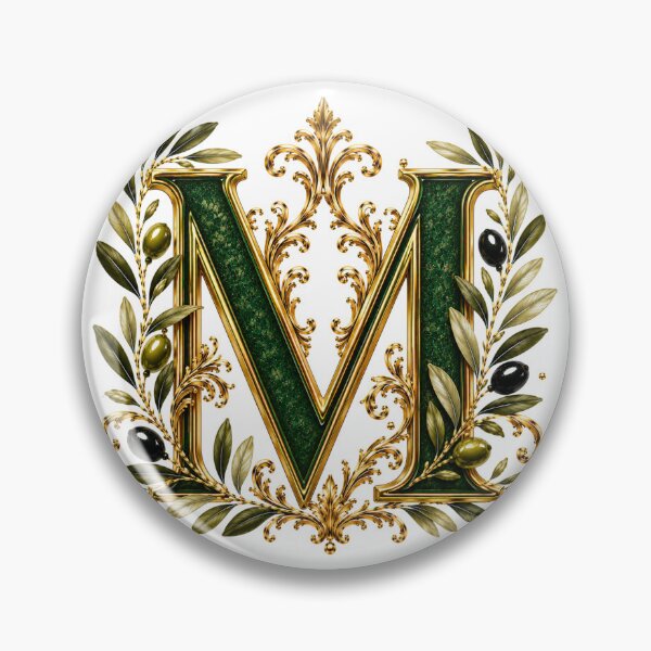 Item preview, Elegant Letter M Monogram with Olive Branches & Gold Botanical Design | Luxury Green Floral Initial designed and sold by MoodLay.