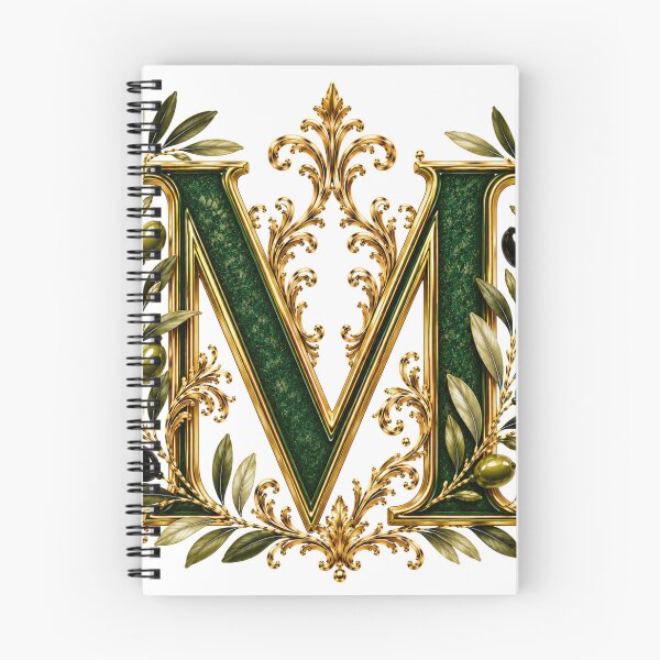 Artikelvorschau, Elegantes Monogramm des Buchstabens M mit Olivenzweigen und goldenem botanischem Design | Luxuriöser grüner floraler Initiale entworfen und verkauft von MoodLay.