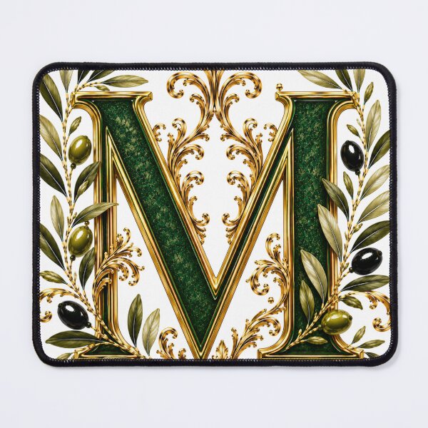 Item preview, Elegant Letter M Monogram with Olive Branches & Gold Botanical Design | Luxury Green Floral Initial designed and sold by MoodLay.
