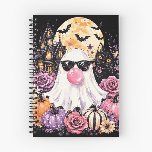 Item preview, Pastel Goth Cute Ghost Blowing Bubblegum With Black Cat Halloween Art designed and sold by RuperDelois.