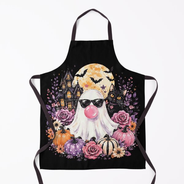 Item preview, Pastel Goth Cute Ghost Blowing Bubblegum With Black Cat Halloween Art designed and sold by RuperDelois.