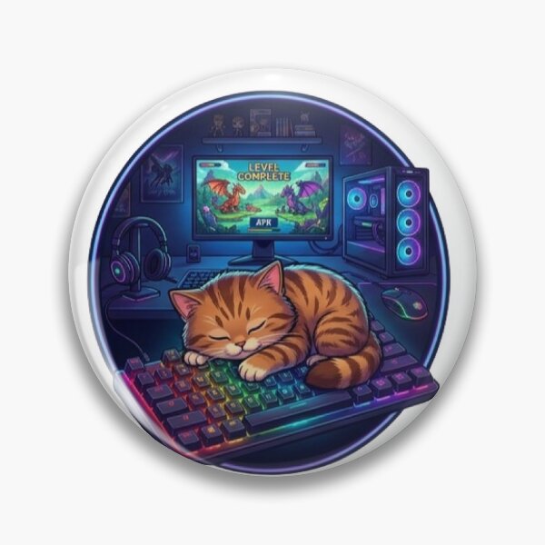 Item preview, Sleeping Gamer Cat on RGB Keyboard | Cute Gaming Kitten Neon PC Setup designed and sold by Faisal  Shah.