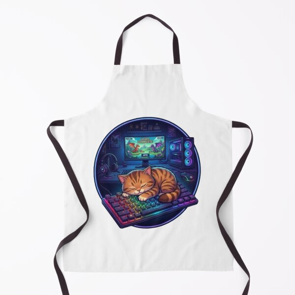 Item preview, Sleeping Gamer Cat on RGB Keyboard | Cute Gaming Kitten Neon PC Setup designed and sold by Faisal Shah.